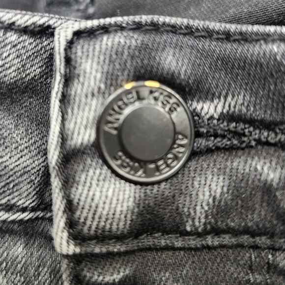 Angel Kiss Jeans Womens 7/28 Black Acid Wash Ankle Skinny Mid Rise Stretch Denim - Picture 2 of 13